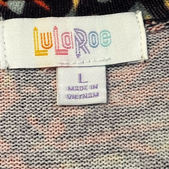 Lularoe Sarah Black Multi-Color Sz Large Floral Long Open Cardigan with Pockets - Picture 4 of 5